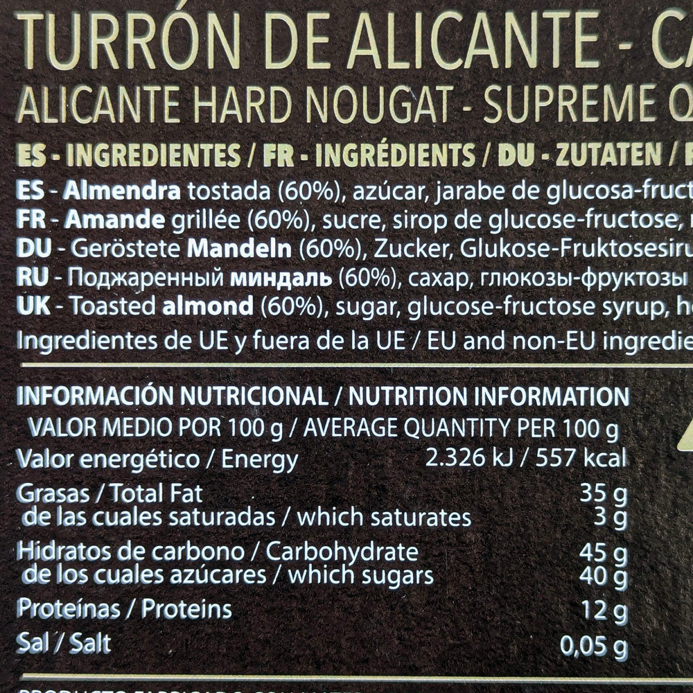 El Artesano Turron De Alicante (Almonds & Honey)